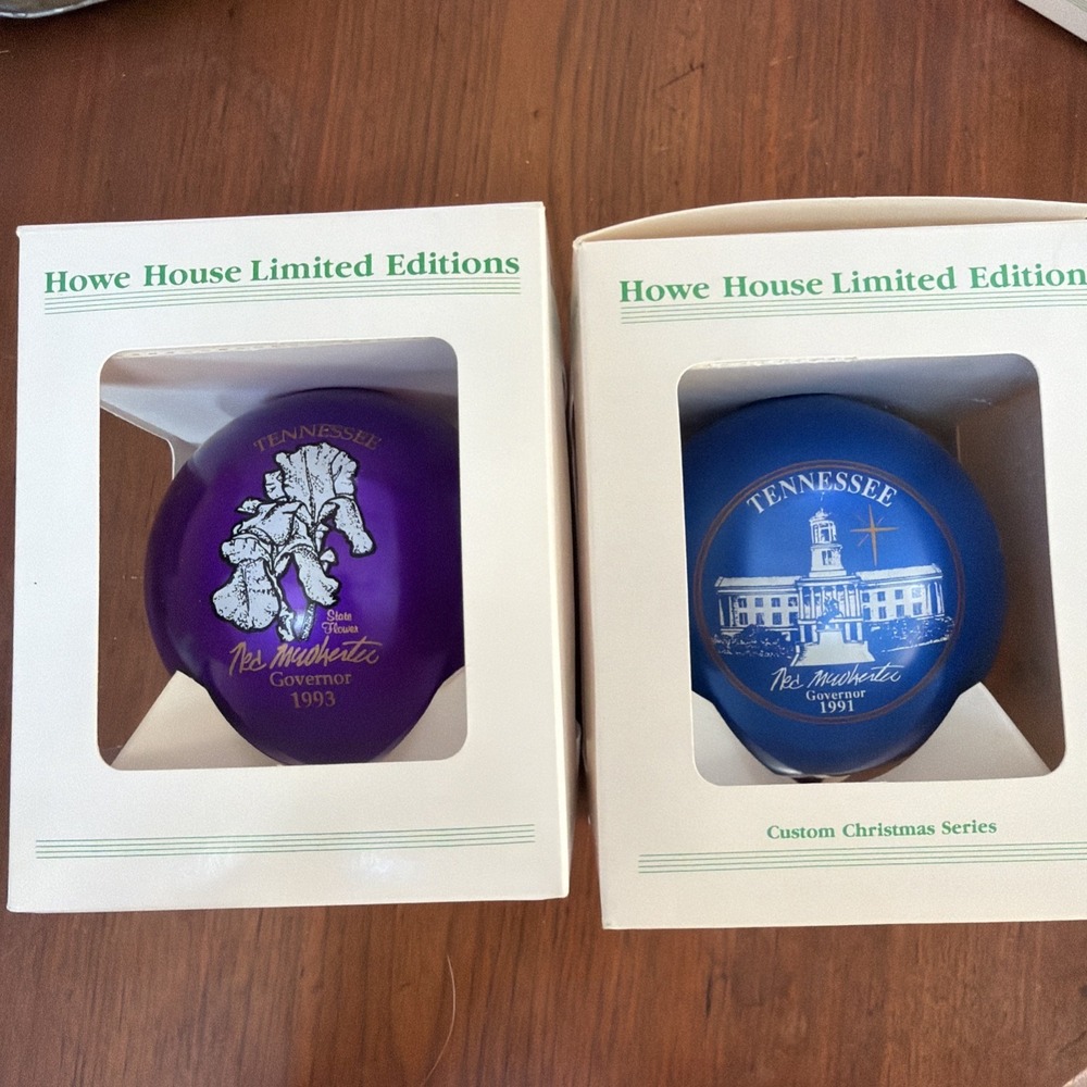 Vintage Tennessee Governor Ned McWherter 1991 And 1993 Limited Edition Ornaments